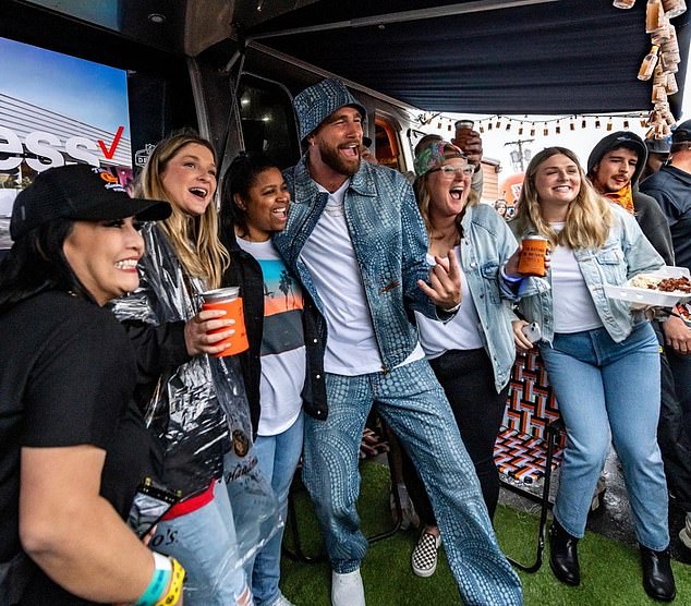 Kelce also mingled with festival goers who partied the night away with beer or liquor