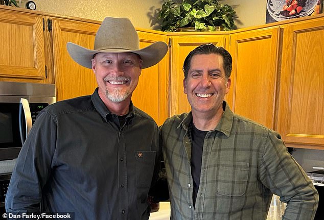 Dan Farley, president of the Arizona Tea Party, is seen at right with Lake's opponent, Sheriff Mark Lamb