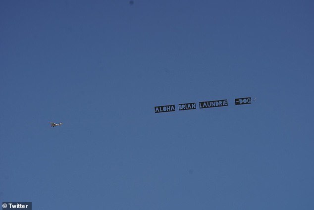 The reality TV star flew a banner with a message for Gabby Petito's boyfriend: 'Aloha Brian Laundrie'. The banner flew over the islands off the west coast of Florida