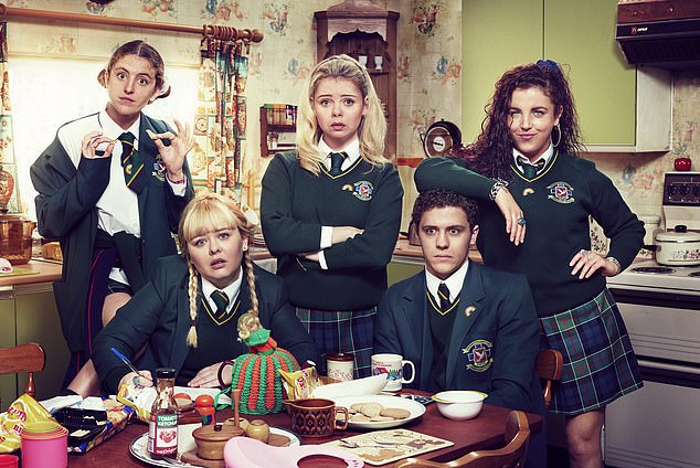 Louisa Harland, who stars as the bold Nell, played Orla in Derry Girls (left)