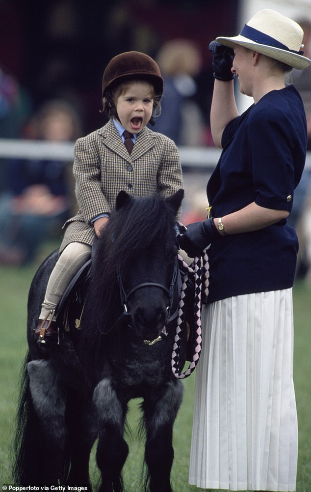 Princess Eugenie, the younger York daughter, rides at the Windsor Horse Show in May 1994