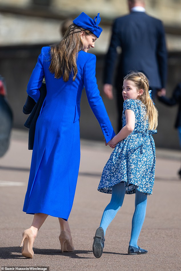 The Welsh will not attend church in Windsor on Easter Sunday (pictured: The Princess of Wales and Princess Charlotte attending the Easter service last year)