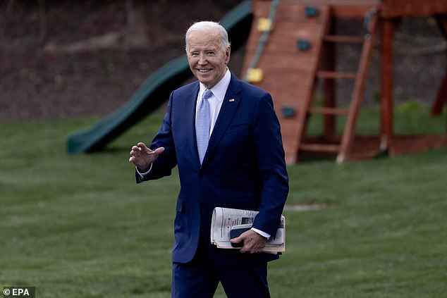 President Biden walks on the South Lawn of the White House to depart on Marine One on March 22, 2024.