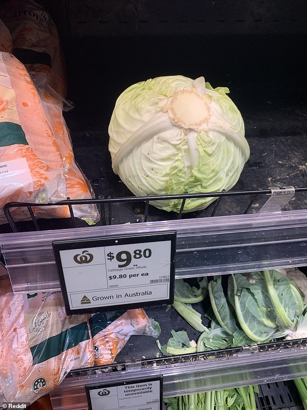 Other shoppers shared the price rise for sprouts at Woolworths (pictured) with Coles and grocers blaming the rise on stock shortages due to weather issues.