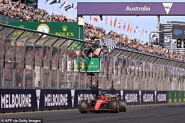 Sainz overcame appendix surgery just two weeks ago to lead his Ferrari teammate in Melbourne and give the Prancing Horse a much-needed one-two finish (pictured).