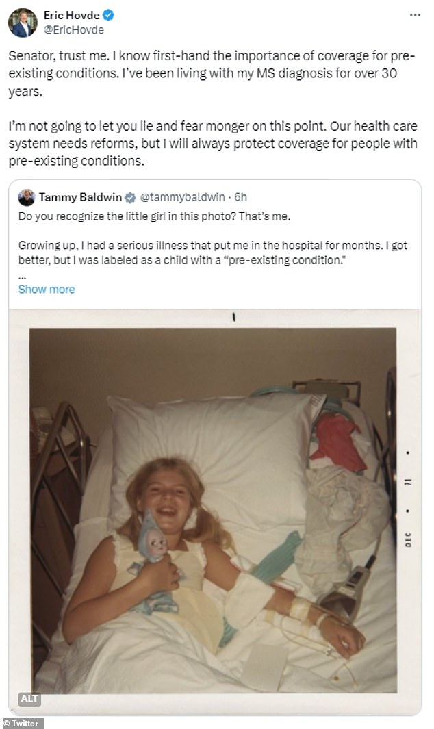 He became embroiled in a bitter feud with the current president after she tweeted a photo of herself as a child in the hospital with a pre-existing condition that nearly bankrupted her family in the years before Obamacare.