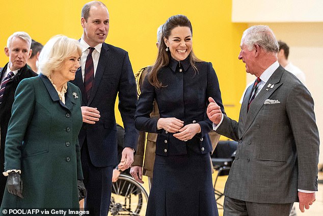 The King and Queen pictured with the Prince and Princess of Wales during their visit to the Defense Medical Rehabilitation Center in Loughborough, Warwickshire, in 2020.