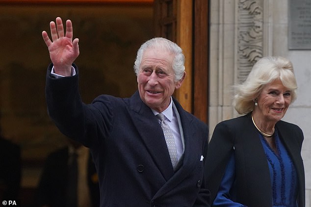 King Charles III and Queen Camilla leave the London Clinic in central London, where he underwent prostate surgery on January 29.