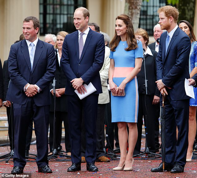 Peter Phillips, Prince William, Duke of Cambridge, Catherine, Duchess of Cambridge and Prince Harry attend 'The Patron's Lunch in 2016