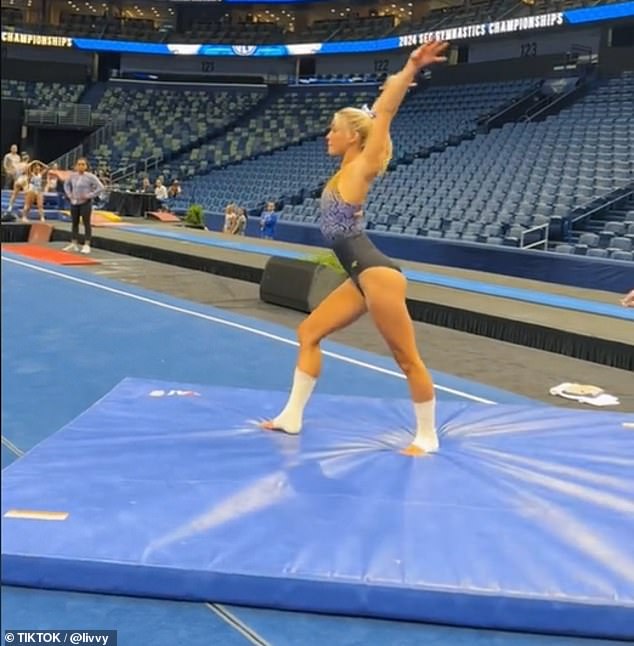 Dunne also shared highlights of herself on the floor, bars and balance beam at the meet.