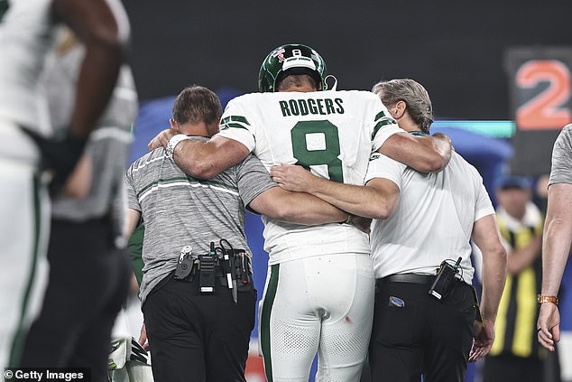 Rodgers' season came to an end in the first quarter against the Bills when he injured his ankle