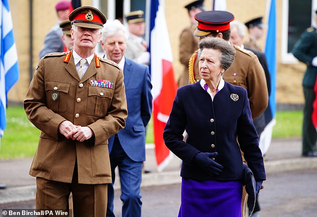 According to an analysis of public events and official meetings carried out by the Sunday Telegraph, the King is in second place, with 425 engagements. Anne at an engagement this week