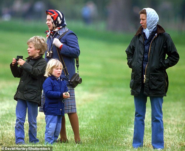 Pictured: The late Queen Elizabeth, Princess Anne and her children all together at Windsor in 1985