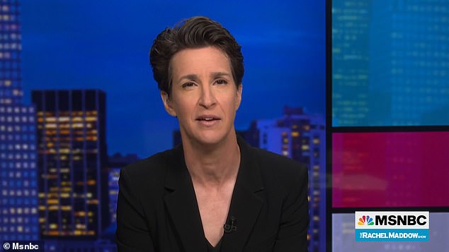 The Wall Street Journal reported that MSNBC hosts and producers have raised concerns internally about McDaniel's ties to former President Donald Trump.  Pictured: Rachel Maddow, MSNBC host.