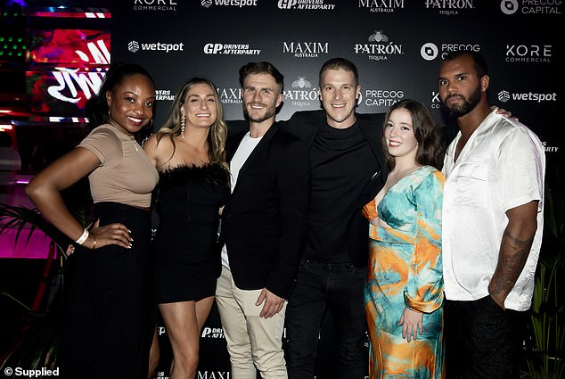 The lovebirds caused a storm with some of Ash's MAFS co-stars. Pictured with Natalie Parham and Mike Felix.