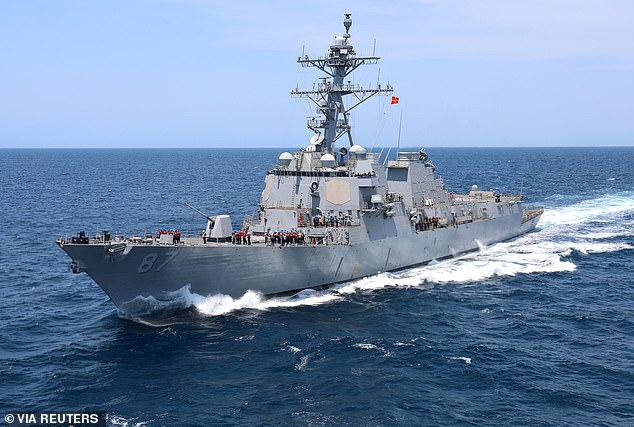 The US military's Central Command said an anti-ship cruise missile 'launched from a Houthi-controlled area of ​​Yemen' hit the Strinda and that the destroyer USS Mason (pictured in 2021) was providing assistance.