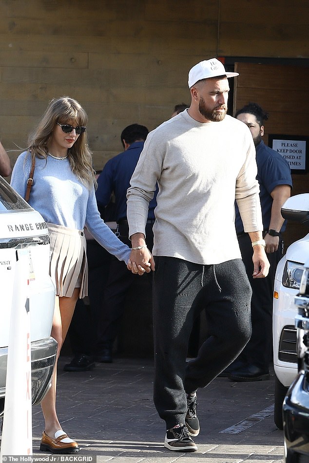 Taylor, who has been dating the athlete since around September 2023, smiled as the couple walked back to their car.