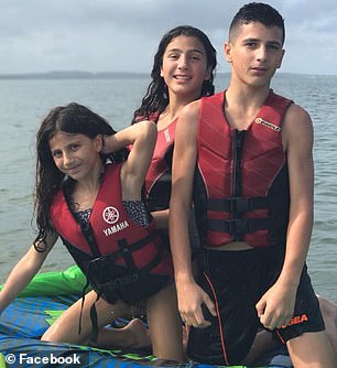 Abdallah's children Antony, 13, Angelina, 12, and Sienna, eight (pictured) died in the crash.