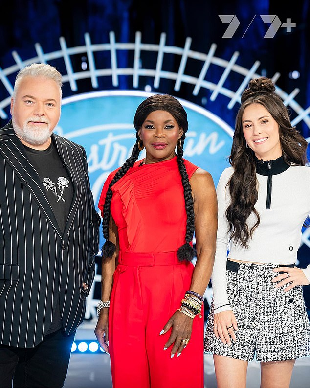 His collapse was probably due to his diabetes.  Hines has been a type 1 diabetic for almost 40 years.  She is a judge alongside Amy Shark and Kyle Sandilands (all pictured)