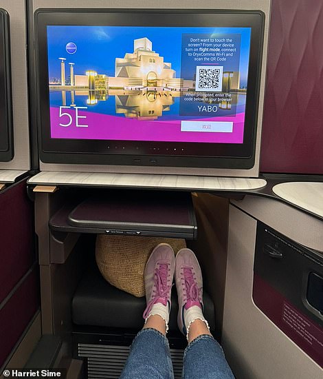 This image shows how the Qsuite provides more legroom for Harriet