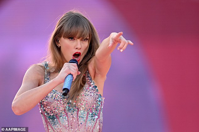 Taylor Swift performing during the first night of her Eras tour at Melbourne Cricket Ground