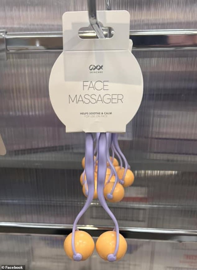 Another shopper shared another image of Kmart's OXX 'facial massager' which consisted of two large beads connected to a long base.