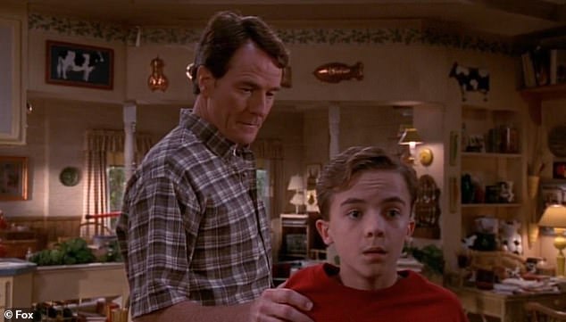 The actor, 38, rose to fame as child prodigy Malcolm on the show which ran from 2000 to 2006 (pictured with Bryan Cranston as Father Hal).
