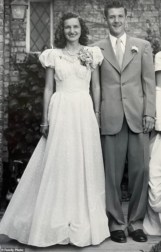 Bill accompanied Joanne to her graduation party in 1949 (pictured) before she left to study secretarial science at Michigan State.