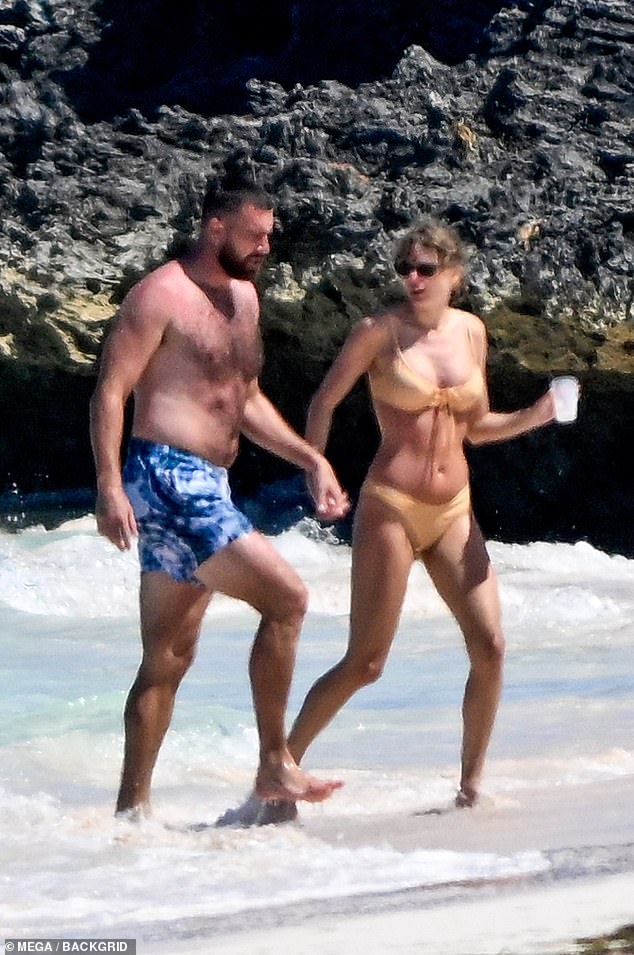 Taylor and Travis were seen enjoying their vacation at the beautiful villa in the Bahamas.
