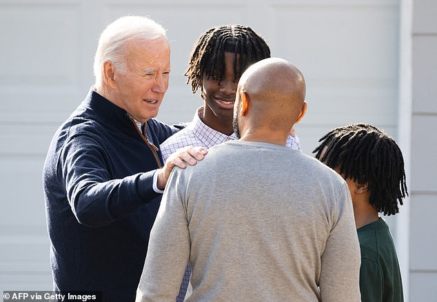 US President Joe Biden greets family for discussion on student loan debt forgiveness