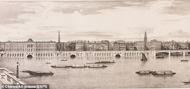 A representation of Somerset House. The structure looks the same today, although its surroundings have changed almost beyond recognition.