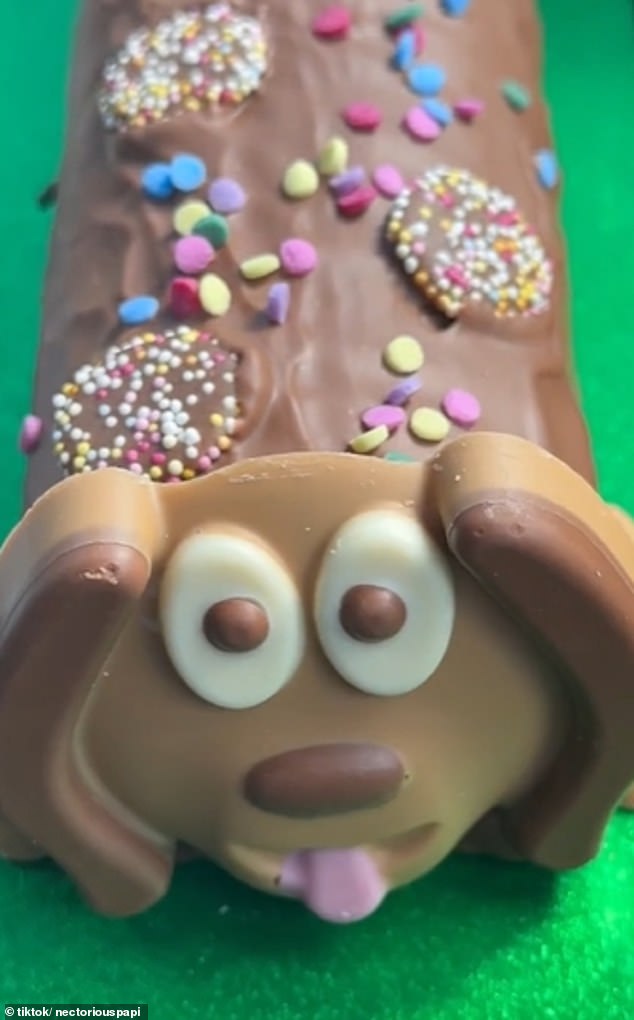 Coles also launched a dachshund-shaped chocolate sponge cake ($29).