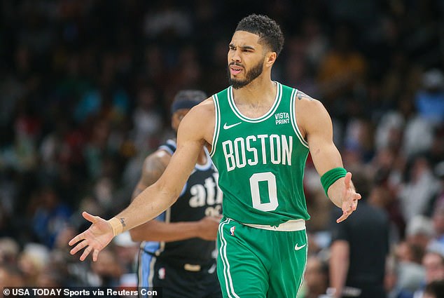 Jayson Tatum and the Celtics led 68-38 with less than five minutes left in the first half