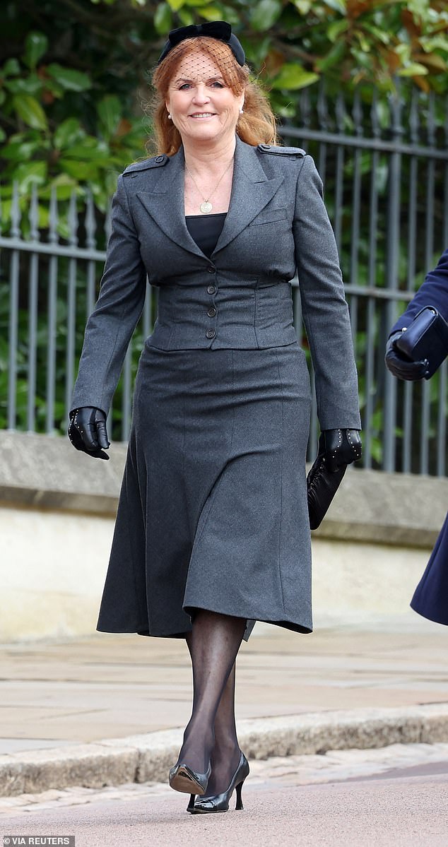 Sarah Ferguson, Duchess of York, attends the Thanksgiving service in honor of King Constantine of the Hellenes at St George's Chapel, Windsor, February 27, 2024.
