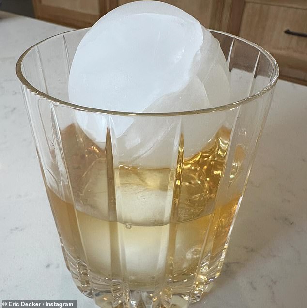 Lastly, the former soccer pro also included a close-up of his drink filled with circular ice cubes.