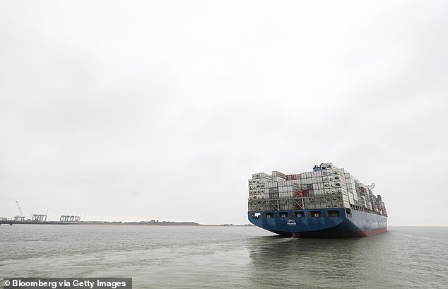 The Dali container ship is seen in a file photo off the port of Felixstowe in the United Kingdom in September 2018.