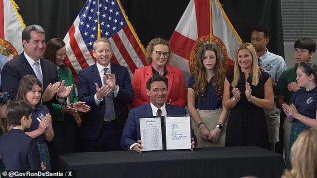 DeSantis signed the bill after reaching a compromise with Florida House Speaker Paul Renner, who wanted social media sites banned for all children and teens under 16.