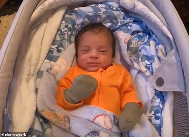 The two-day-old baby named Nikko (pictured) was born at Good Samaritan Hospital in West Islip in February 2023 and was being treated with antibiotics when the horrific attack occurred.