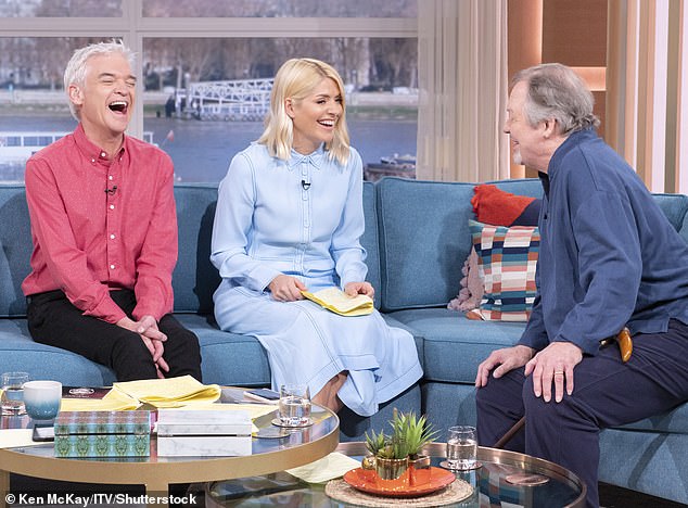 Cat and Ben became permanent presenters earlier this month after Holly Willoughby (centre) left the show in October, five months after Phillip Schofield (left) left the show following his affair with a much younger colleague .