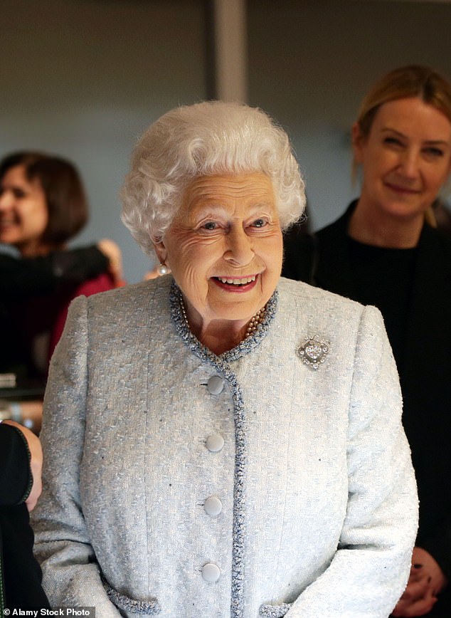 Queen Elizabeth II wearing the Cullinan V brooch on a visit to London Fashion Week in 2018