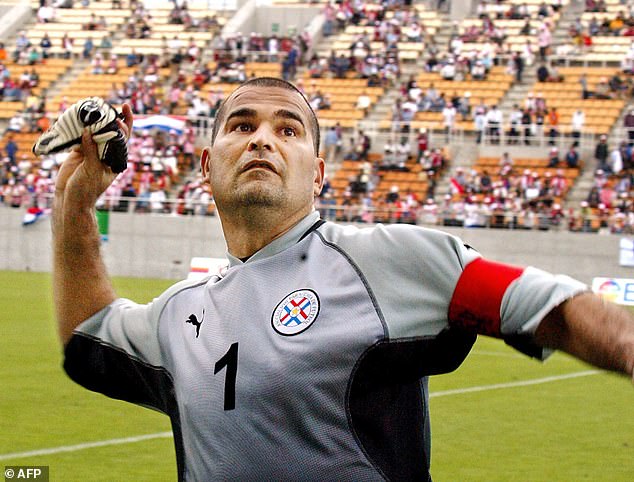 Chilavert, 58, (pictured) made 74 appearances for Paraguay during his international career.