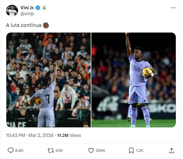 1711451502 254 Vinicius Jnr is called a F by ex Paraguay star Jose