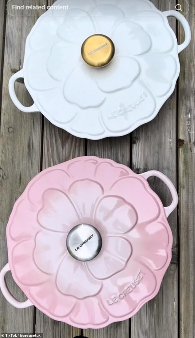 Le Creuset has more than 260,000 followers on TikTok, where it announced its new range of cast iron petal pans, costing £295 (pictured)