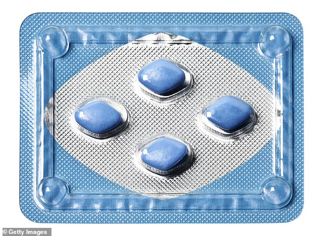 Erectile dysfunction affects 4.3 million men in the UK, including half of all men aged 40 to 70. One in 10 will experience erectile dysfunction at some point in their lives. Medications such as Viagra (pictured) are used to control erectile dysfunction in at least two-thirds of cases, according to the NHS.