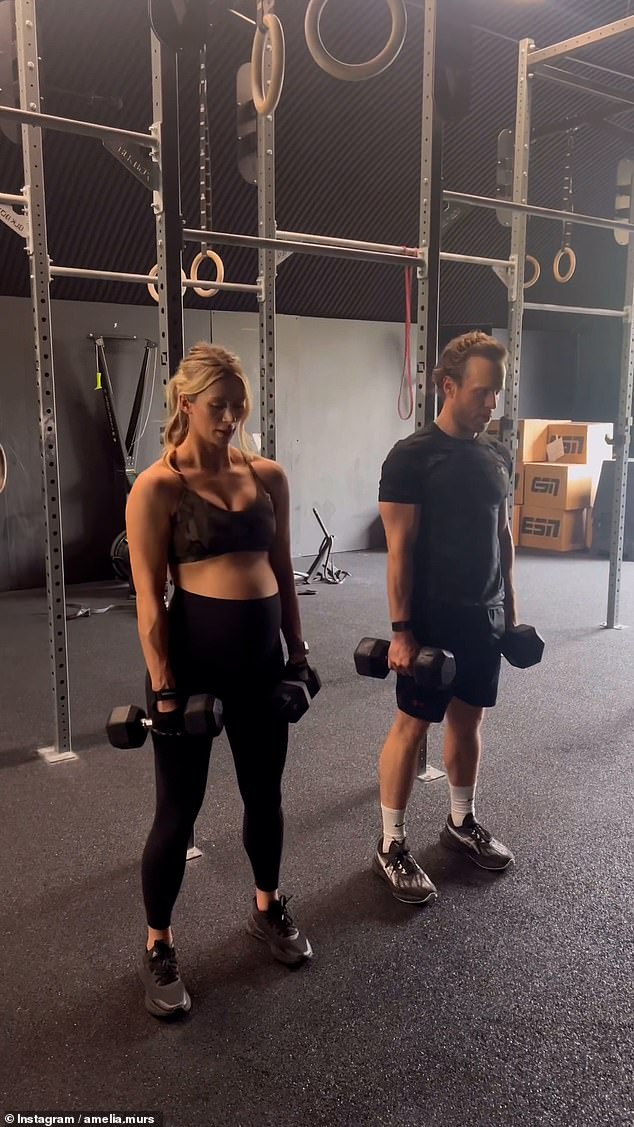 And the couple look closer than ever, as Amelia took to her Instagram on Sunday to share a video of the pair lifting weights side by side.