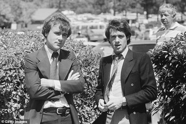 Norton is pictured with his IMG colleague James Erskine during the 1978 Masters Tournament.