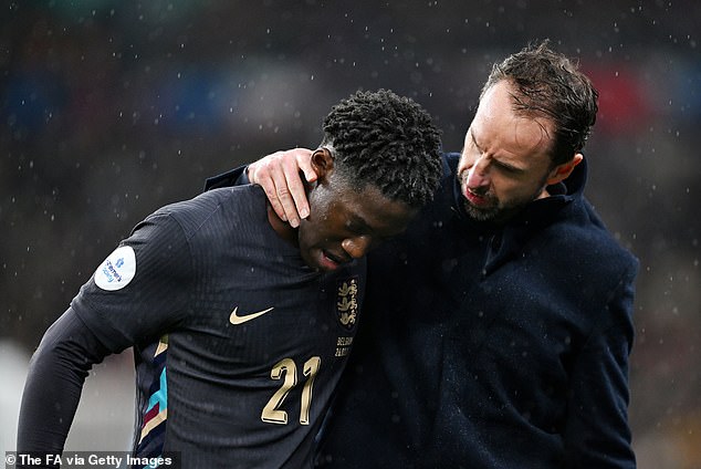 Kobbie Mainoo impressed in his first start for England and received a warm hug from Gareth Southgate when he was substituted in the second half.