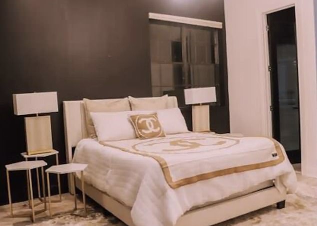 The walls of the rental are painted black.  There are also high-end touches, such as designer bedding.