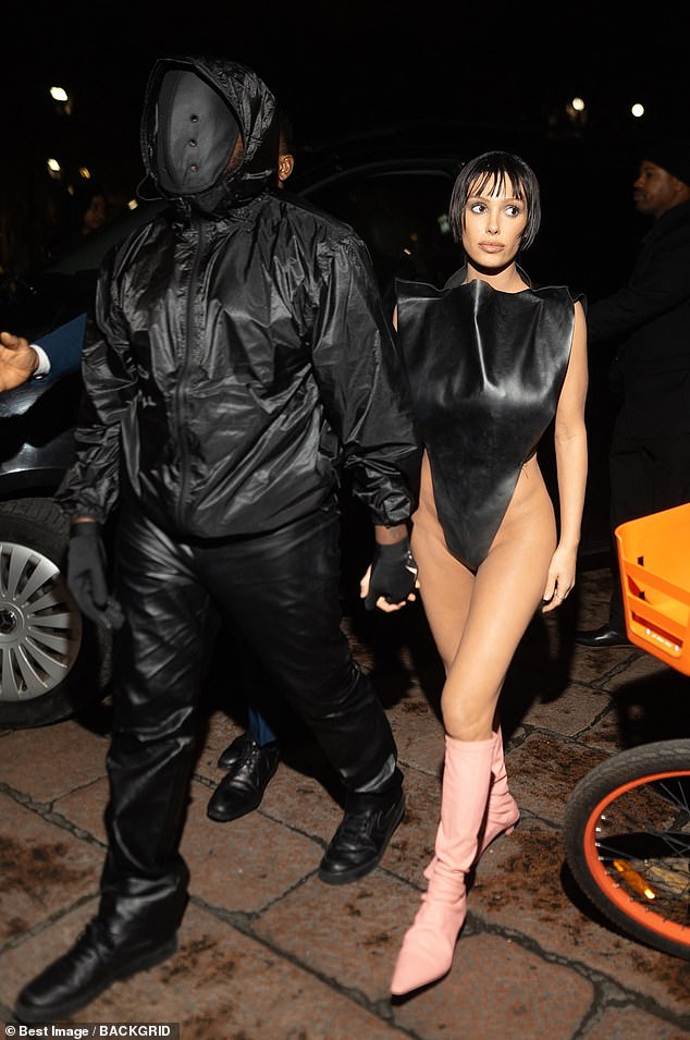 Kanye and Bianca often surprise when they go out together in public due to their very daring outfits. Photographed in Milan in February.