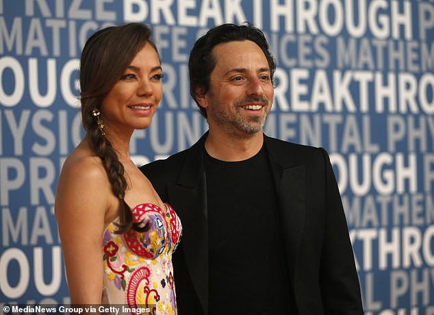 Nicole Shanahan (left) poses with her now ex-husband Sergey Brin (right), the billionaire co-founder of Google.